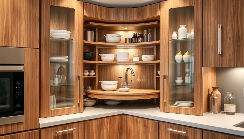 Corner kitchen cabinet with lazy susan