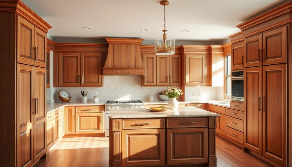 wood cabinets as kitchen focal point